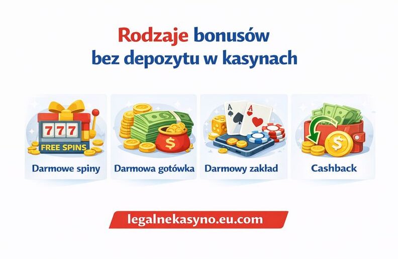 Rodzaje bonusów bez depozytu w kasynach
